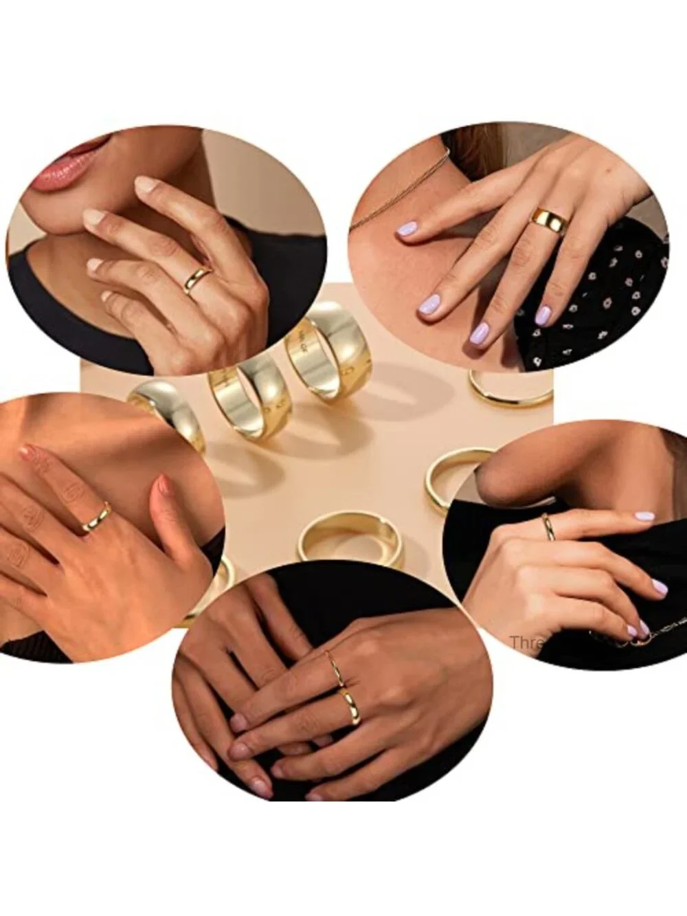 8Pcs Stainless Steel Stacking Rings Set Gold Plated Comfort Fit